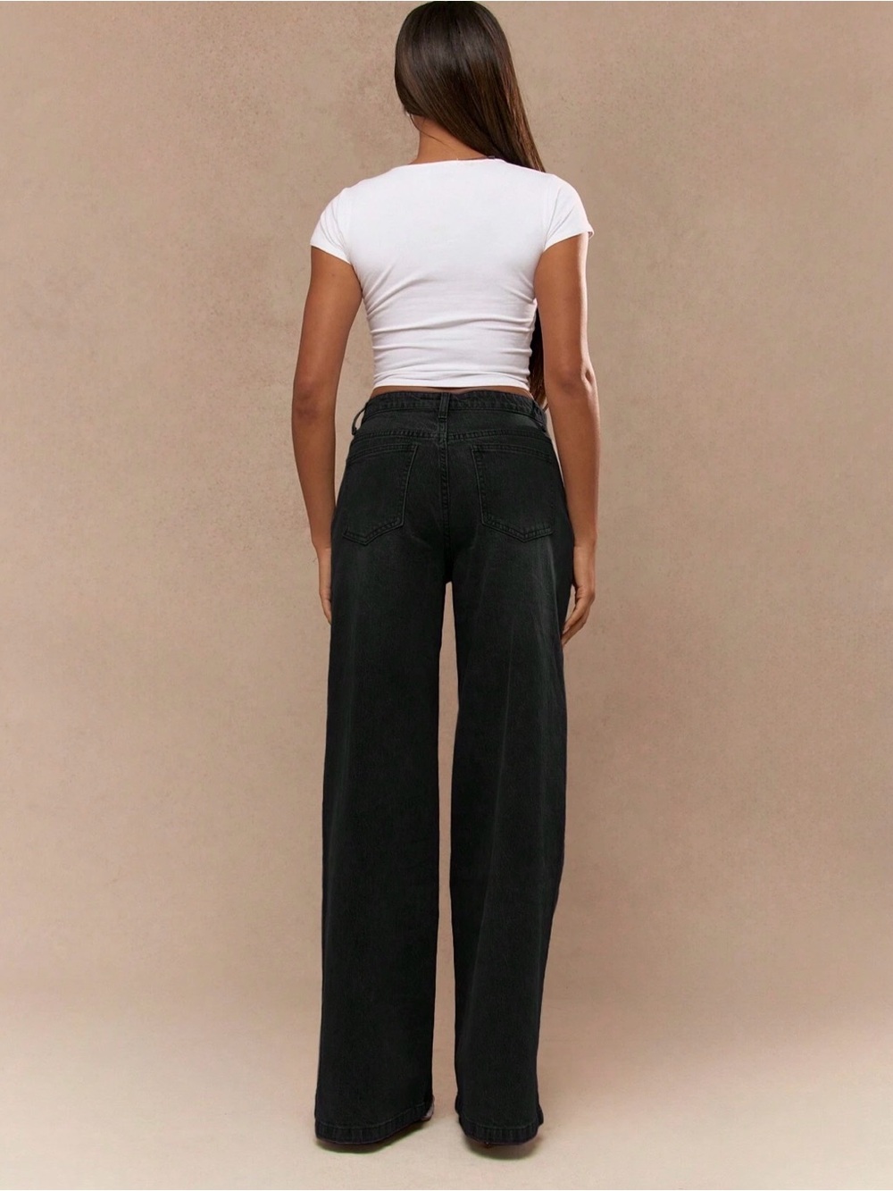 MISSGUIDED Wide Leg High Rise Black Denim Jeans Black Size 29 NWT IN PACKAGE - Picture 2 of 12